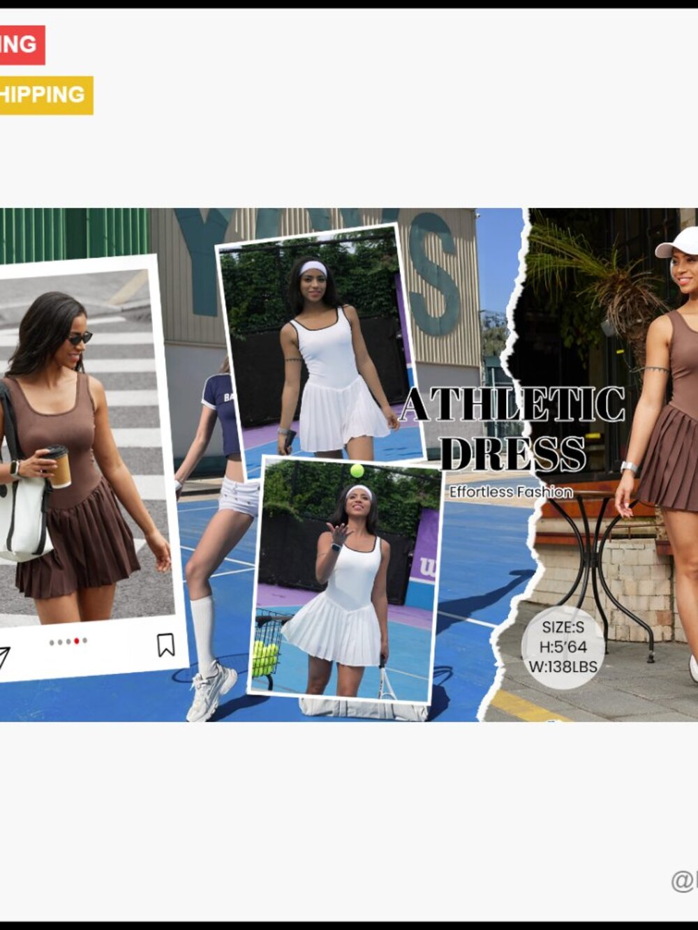 Athletic Dress with Built-in Shorts and Pockets Sleeveless Activewear - Picture 5 of 6